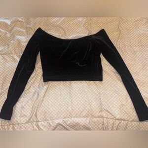 American Apparel Velvet Off Shoulder Crop Top Y2K Small
